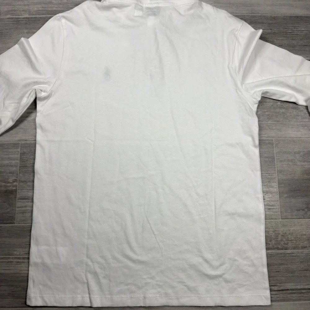Polo Ralph Lauren Hoodie Shirt Men's Small White Long Sleeve Cotton Tee $69 NWT